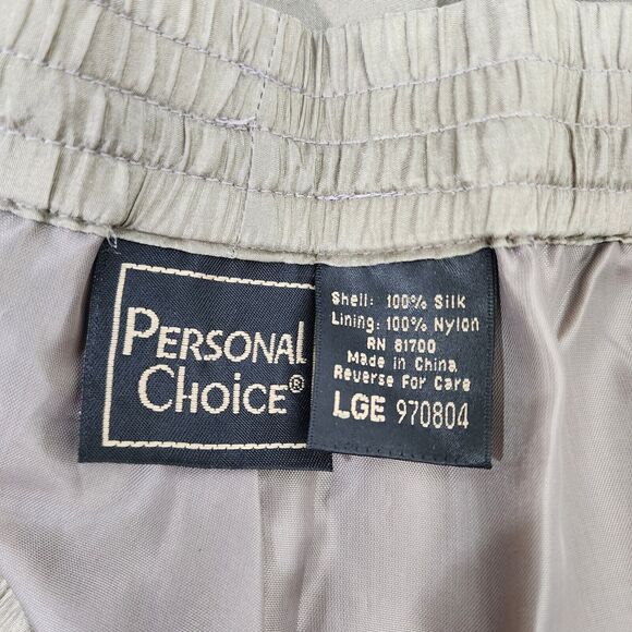 Personal Choice Womens Pants Size Large Tan 100% Silk Pull On Drawstring Lined - Picture 7 of 8